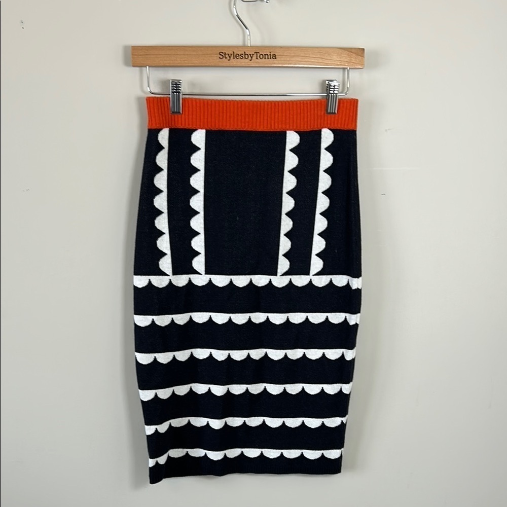 Tuckernuck English Factory Skirt Womens Sweater Knit Black White Knee Length S